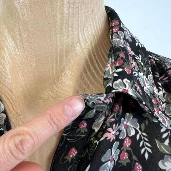 Vintage Givenchy for Fashions Couture Womens 12 Black Floral Button Down Shirt - Picture 2 of 13